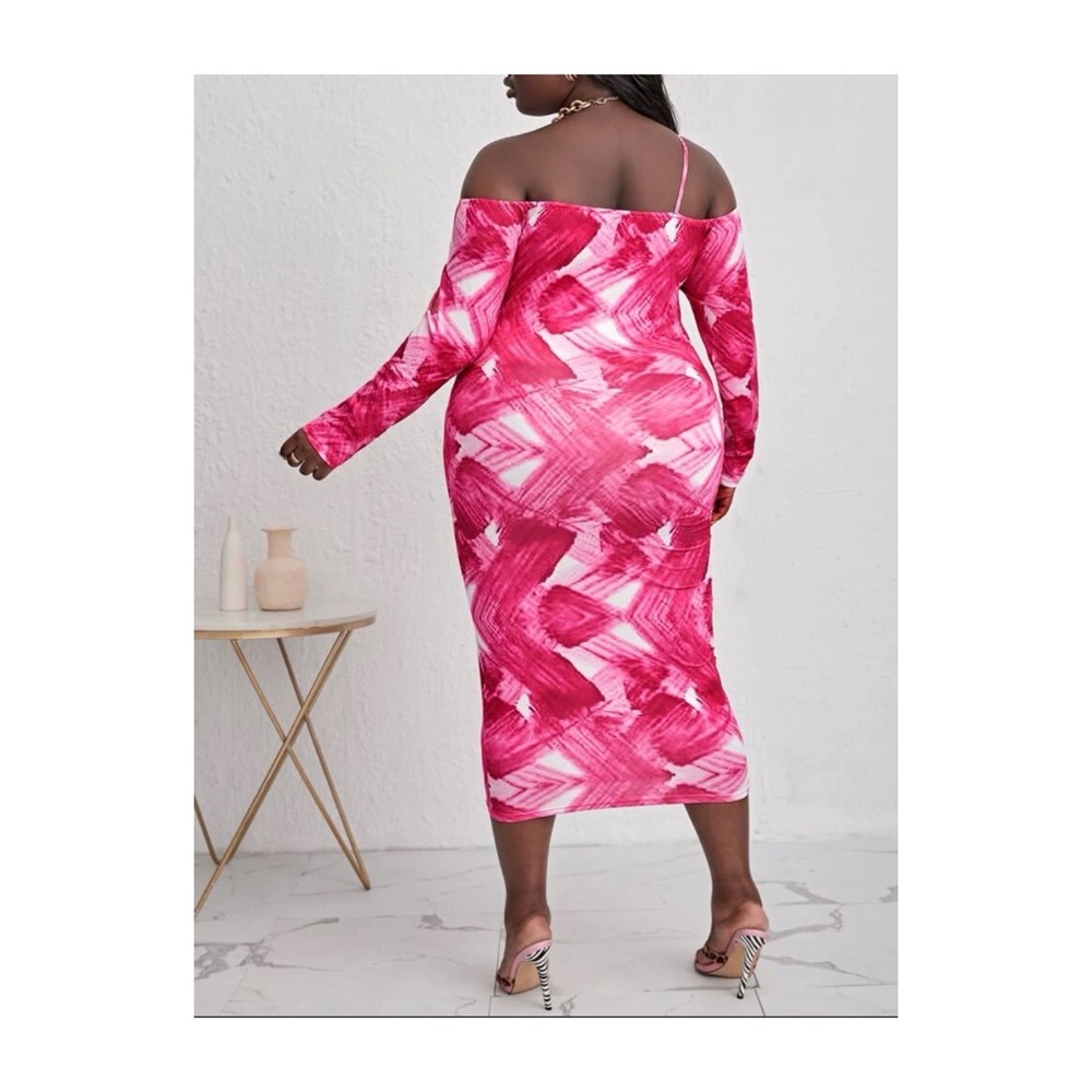 Asymmetrical Neck Bodycon Dress